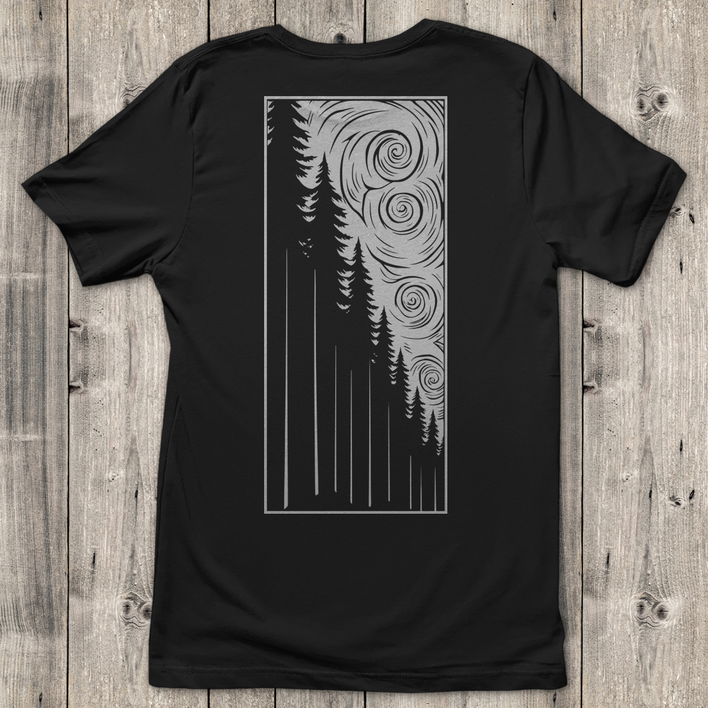 Damen T-Shirt Wald bei aufziehendem Wind