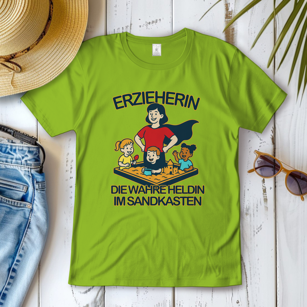 Damen T-Shirt Erzieherin - Die wahre Heldin im Sandkasten