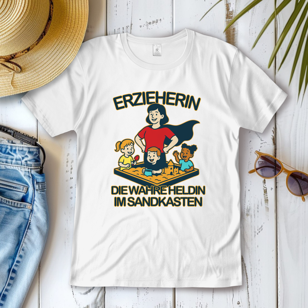 Damen T-Shirt Erzieherin - Die wahre Heldin im Sandkasten
