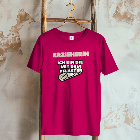 Damen T-Shirt Erzieherin - Ich bin die mit dem Pflaster