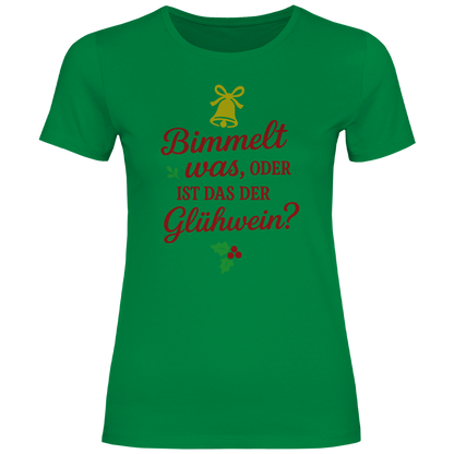 Damen T-Shirt Bimmelt was oder ist das der Glühwein