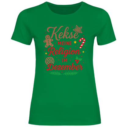 Damen T-Shirt Kekse meine Religion im Dezember