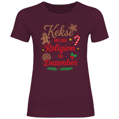 Damen T-Shirt Kekse meine Religion im Dezember