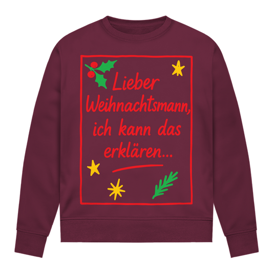 Damen Sweatshirt Lieber Weihnachtsmann ich kann das erklären