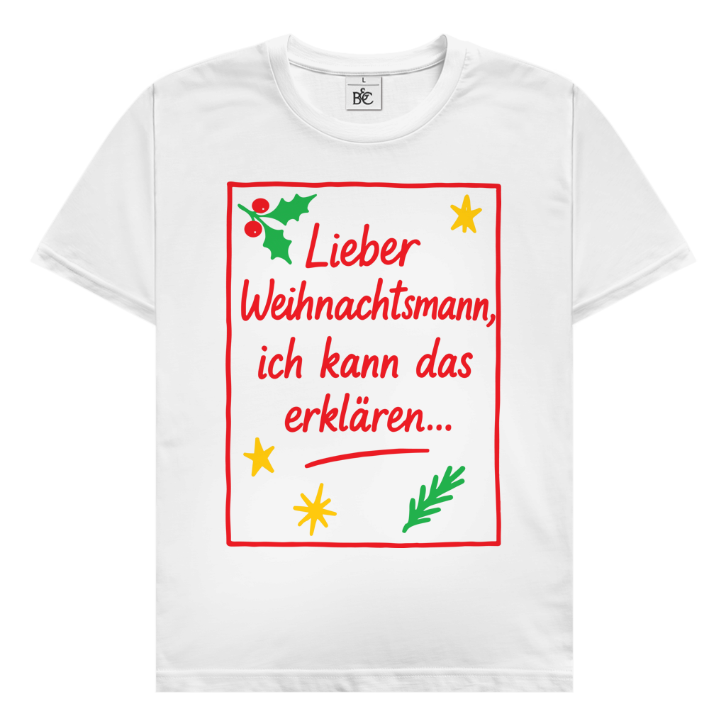 Herren T-Shirt Lieber Weihnachtsmann ich kann das erklären