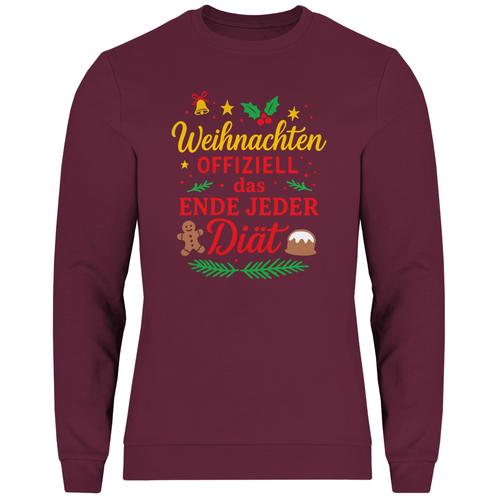 Herren Sweatshirt Weihnachten offiziell das Ende jeder Diät