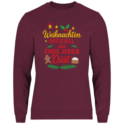 Herren Sweatshirt Weihnachten offiziell das Ende jeder Diät