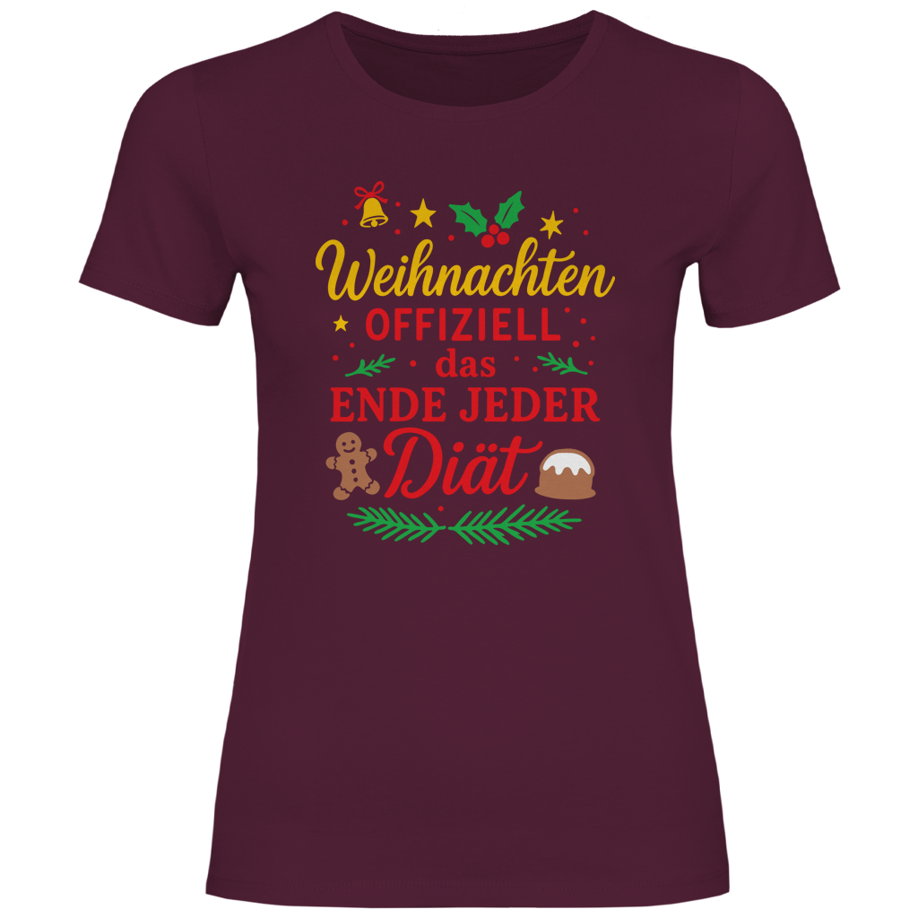 Damen T-Shirt Weihnachten offiziell das Ende jeder Diät