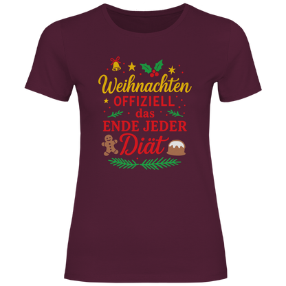 Damen T-Shirt Weihnachten offiziell das Ende jeder Diät