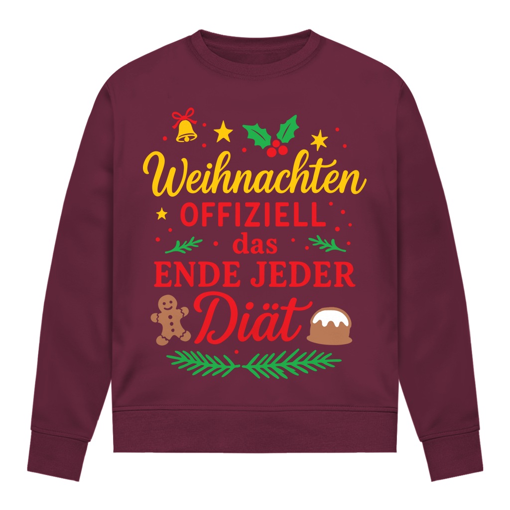 Damen Sweatshirt Weihnachten offiziell das Ende jeder Diät
