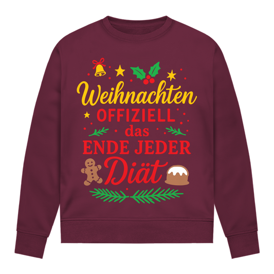 Damen Sweatshirt Weihnachten offiziell das Ende jeder Diät