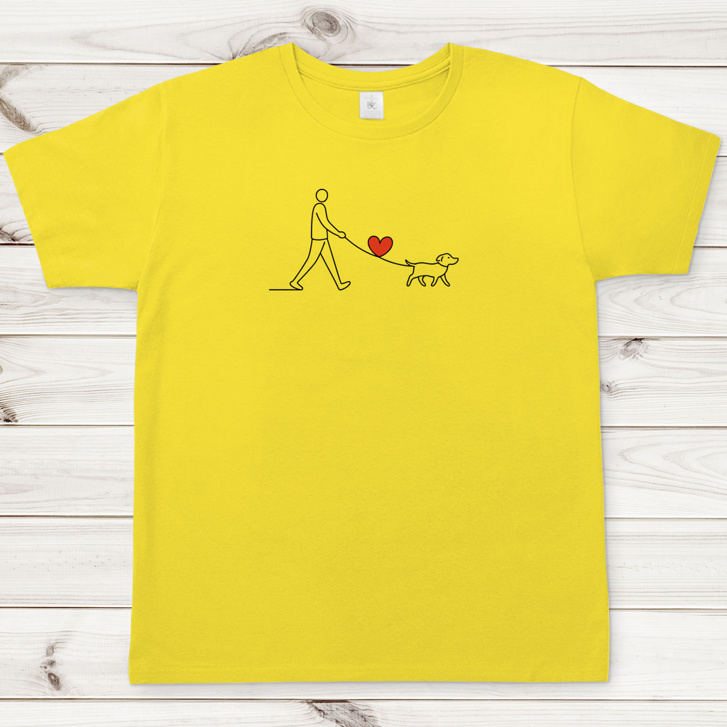 Herren T-Shirt Hundespaziergang mit Herz und Leine