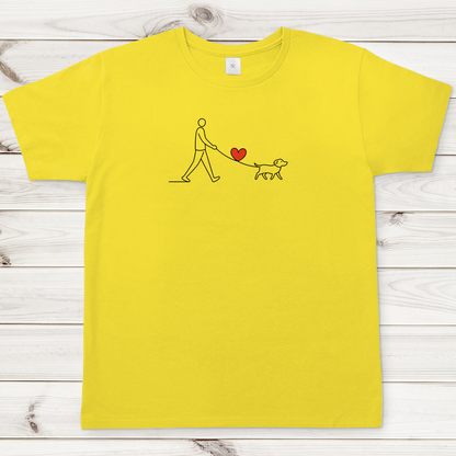 Herren T-Shirt Hundespaziergang mit Herz und Leine