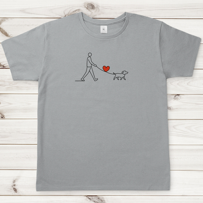 Herren T-Shirt Hundespaziergang mit Herz und Leine