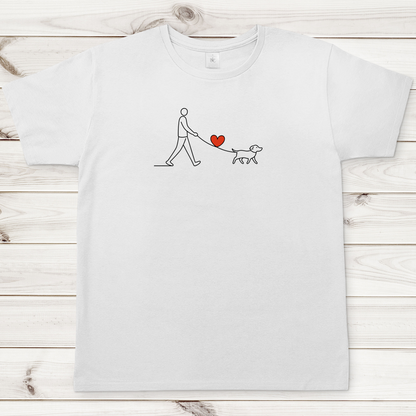 Herren T-Shirt Hundespaziergang mit Herz und Leine