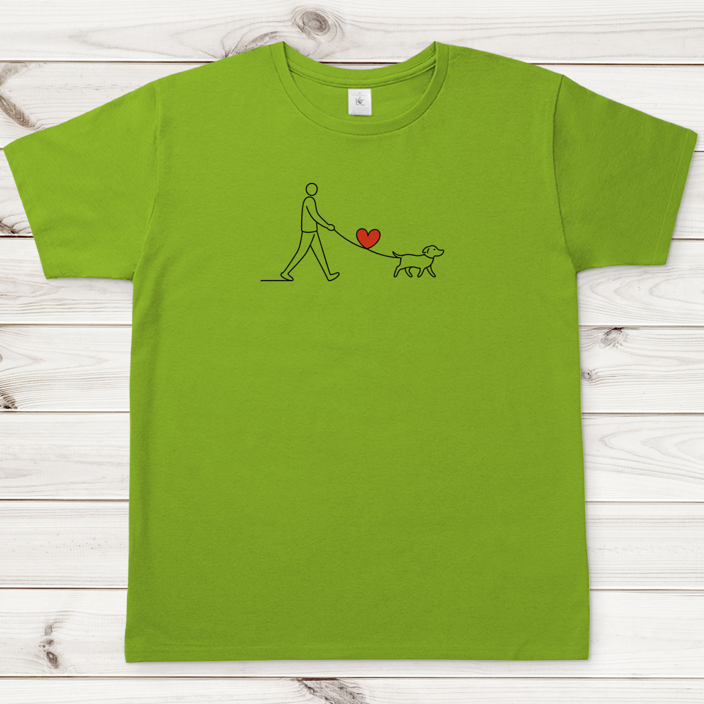 Herren T-Shirt Hundespaziergang mit Herz und Leine