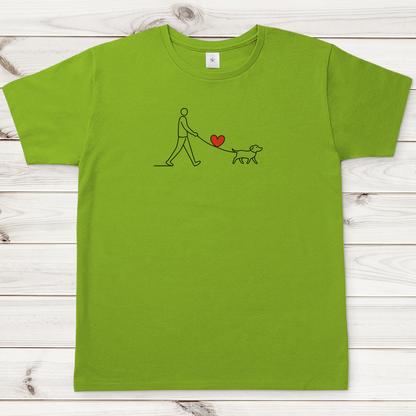 Herren T-Shirt Hundespaziergang mit Herz und Leine