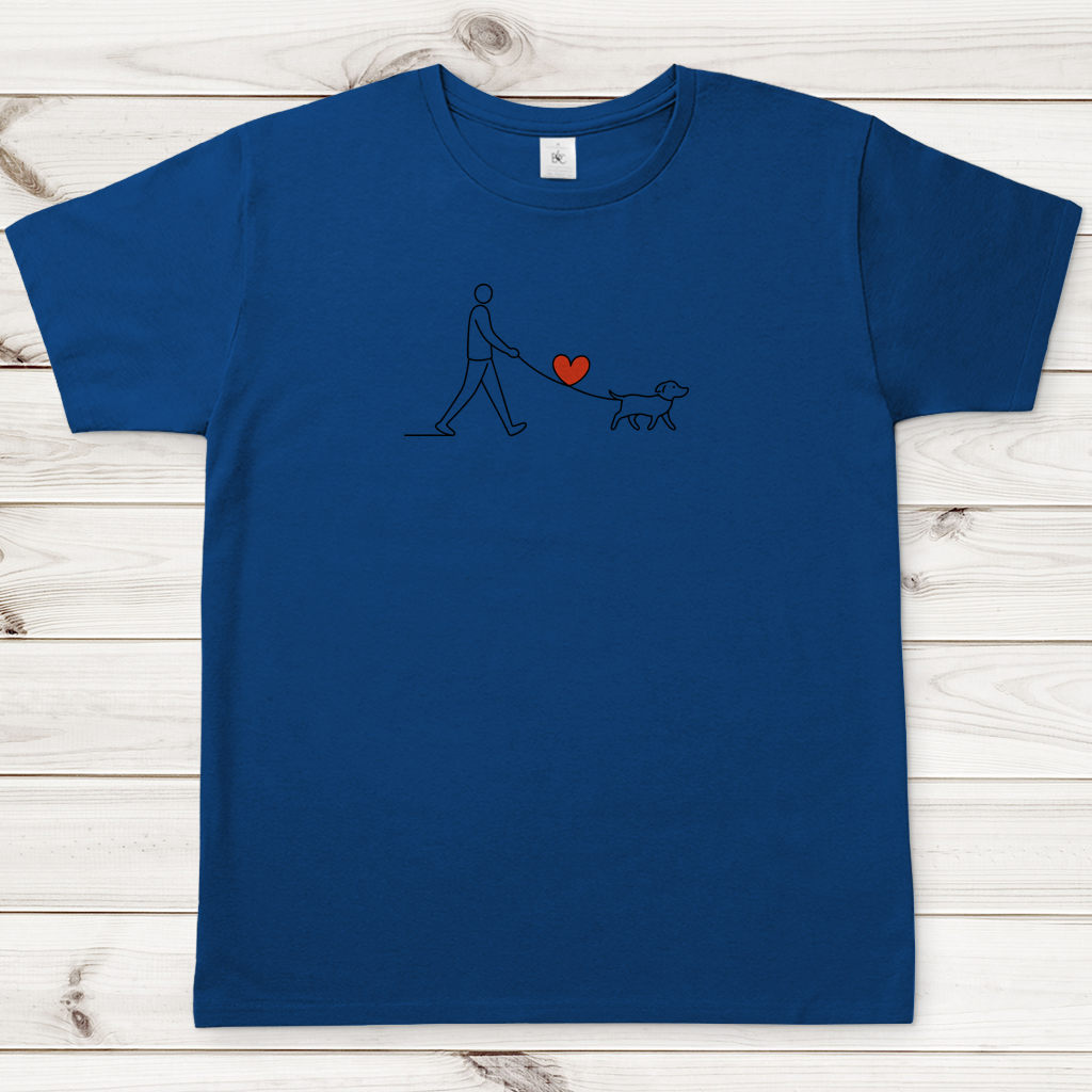 Herren T-Shirt Hundespaziergang mit Herz und Leine