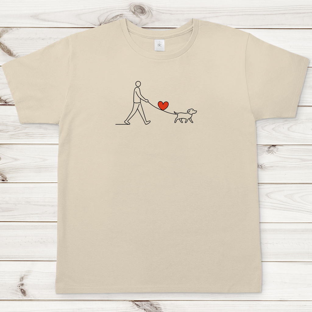 Herren T-Shirt Hundespaziergang mit Herz und Leine
