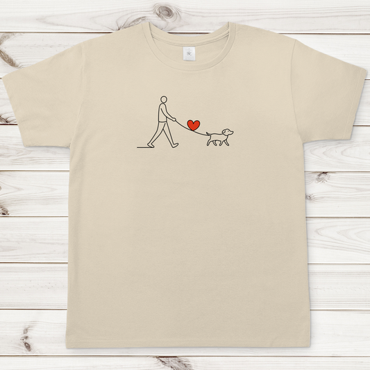 Herren T-Shirt Hundespaziergang mit Herz und Leine