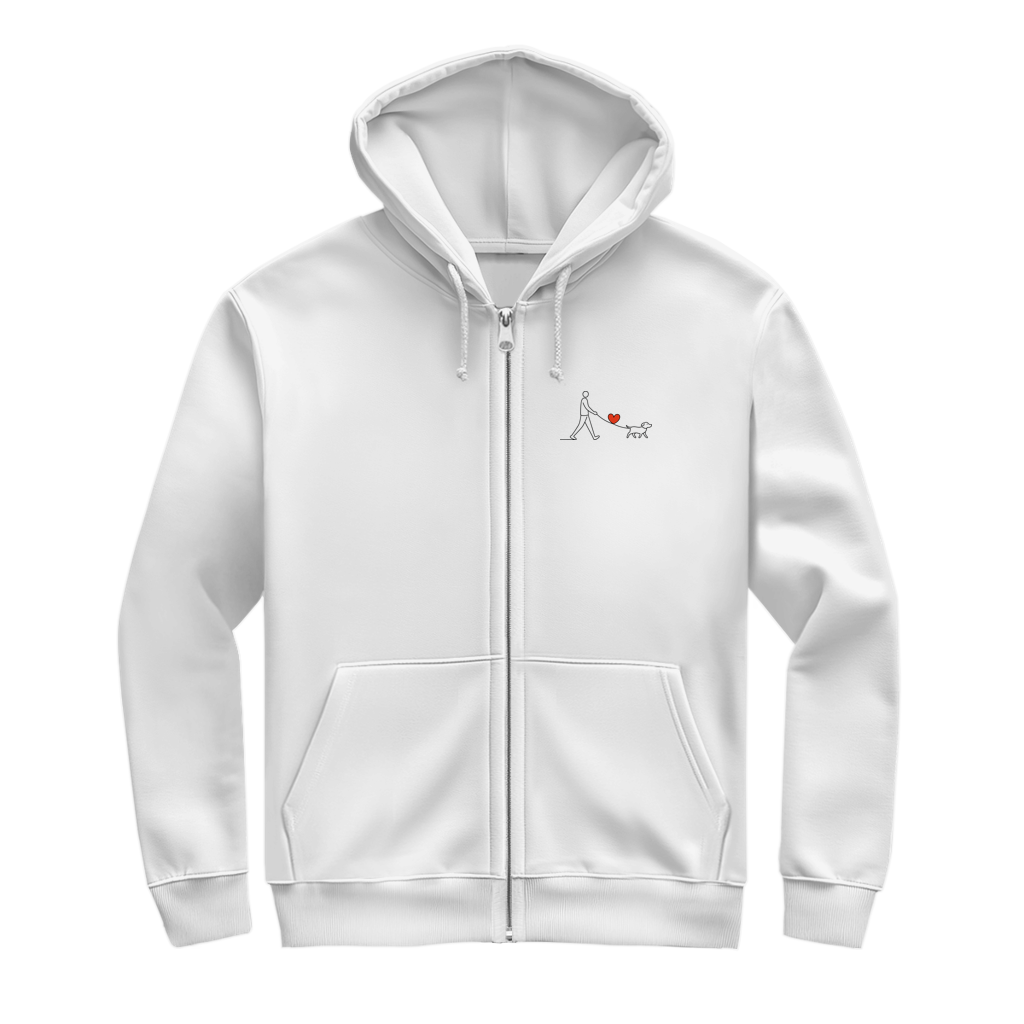 Herren Zipper Hoodie Hundespaziergang mit Herz und Leine