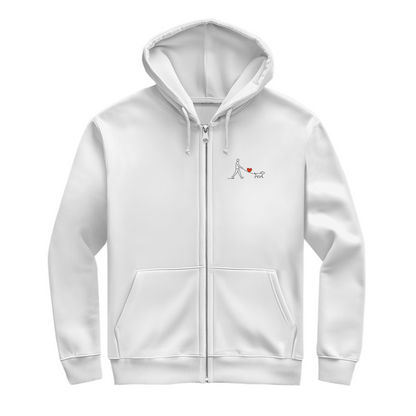 Herren Zipper Hoodie Hundespaziergang mit Herz und Leine