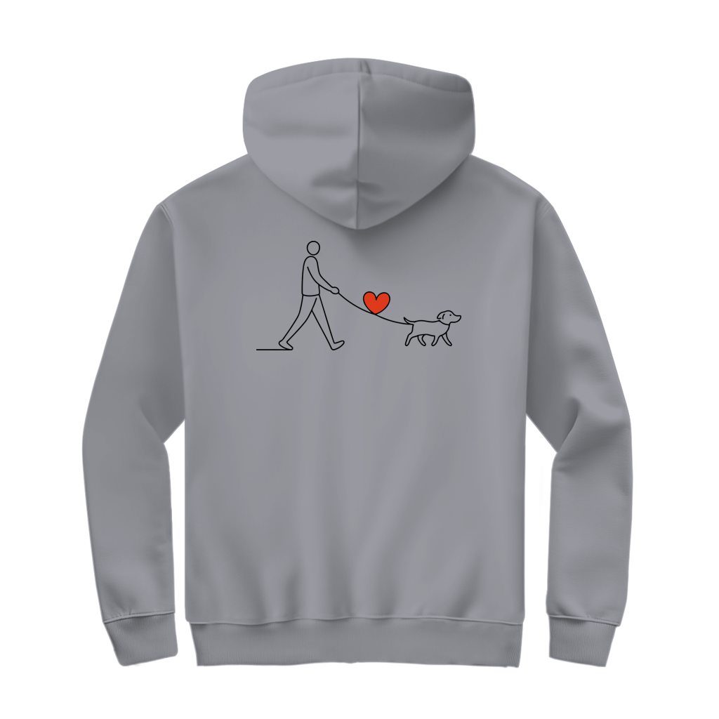 Herren Zipper Hoodie Hundespaziergang mit Herz und Leine