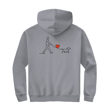 Herren Zipper Hoodie Hundespaziergang mit Herz und Leine