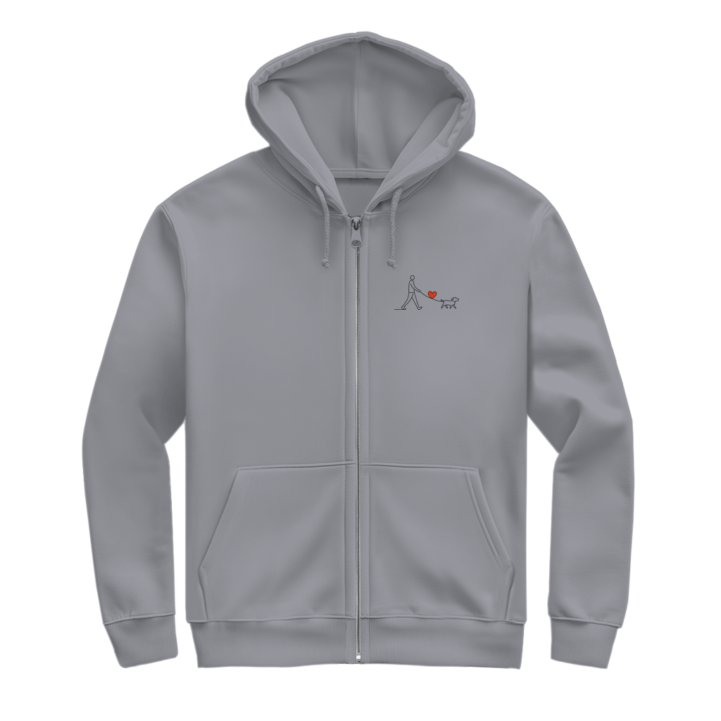 Herren Zipper Hoodie Hundespaziergang mit Herz und Leine