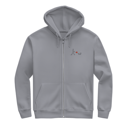 Herren Zipper Hoodie Hundespaziergang mit Herz und Leine