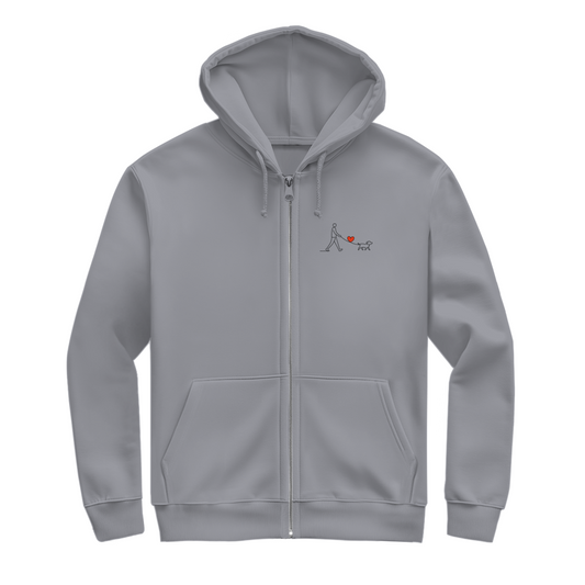 Herren Zipper Hoodie Hundespaziergang mit Herz und Leine