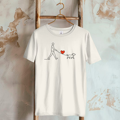 Damen T-Shirt Hundespaziergang mit Herz und Leine