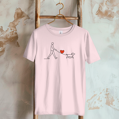 Damen T-Shirt Hundespaziergang mit Herz und Leine