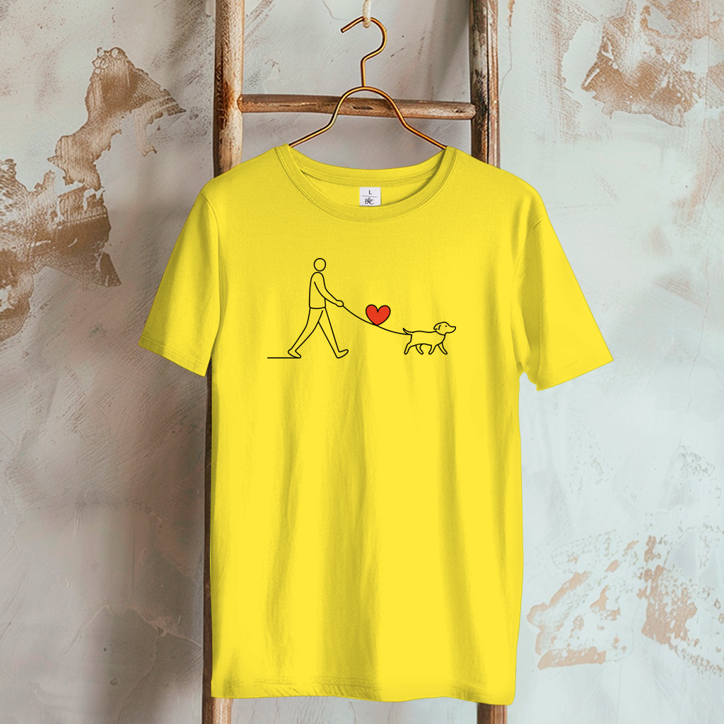 Damen T-Shirt Hundespaziergang mit Herz und Leine