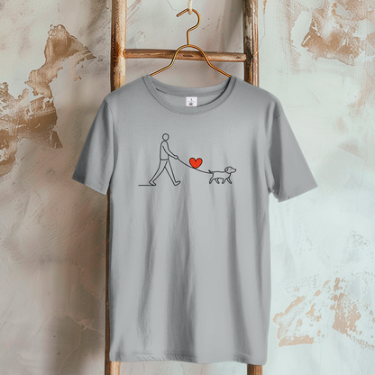 Damen T-Shirt Hundespaziergang mit Herz und Leine