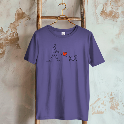 Damen T-Shirt Hundespaziergang mit Herz und Leine