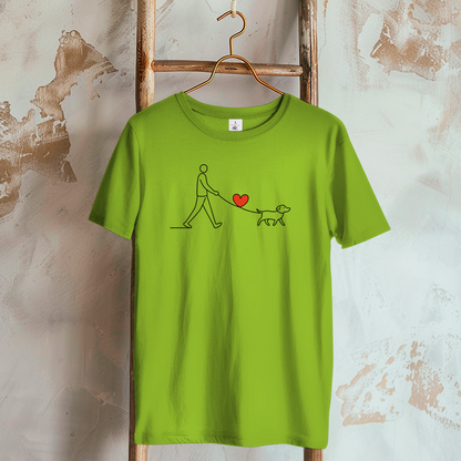 Damen T-Shirt Hundespaziergang mit Herz und Leine