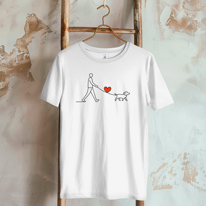 Damen T-Shirt Hundespaziergang mit Herz und Leine