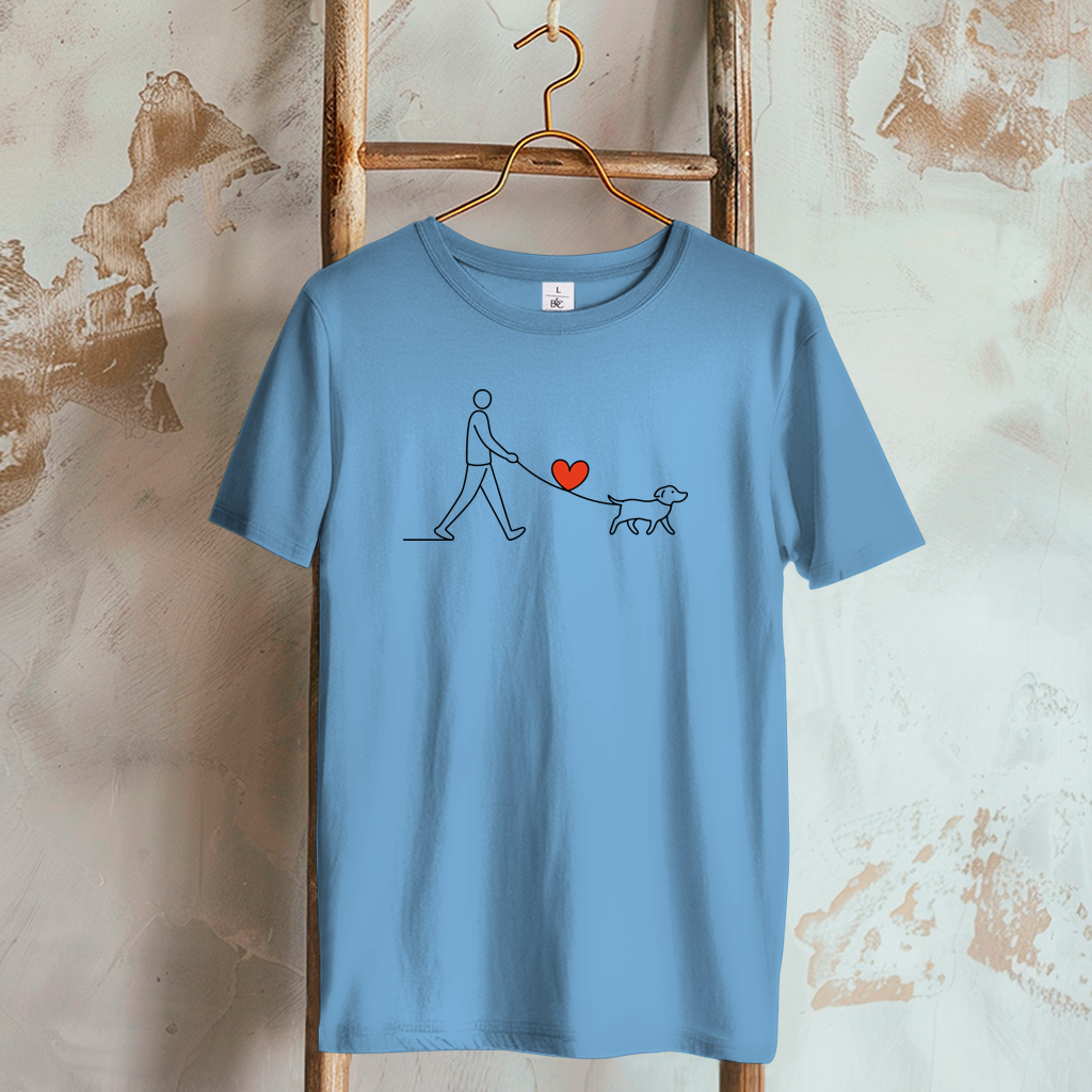 Damen T-Shirt Hundespaziergang mit Herz und Leine