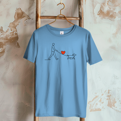 Damen T-Shirt Hundespaziergang mit Herz und Leine