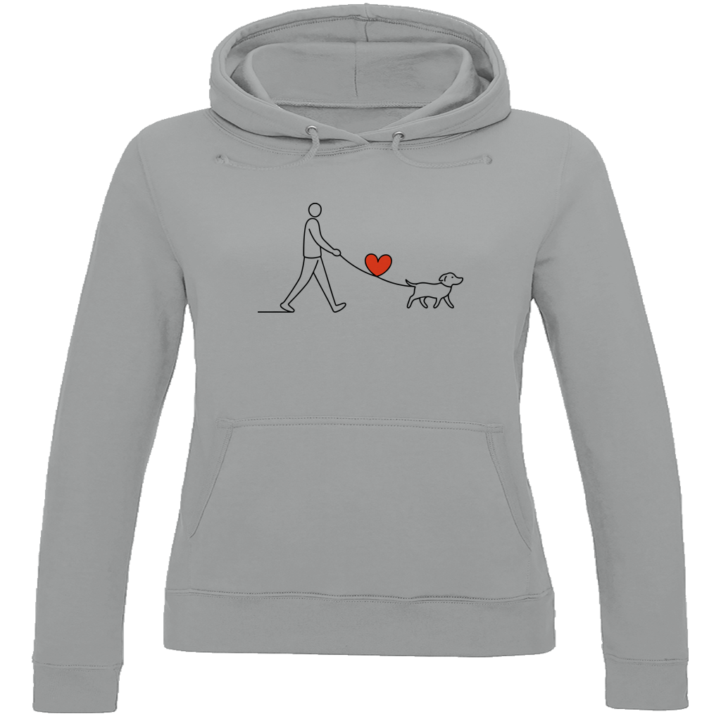 Damen Hoodie Hundespaziergang mit Herz und Leine