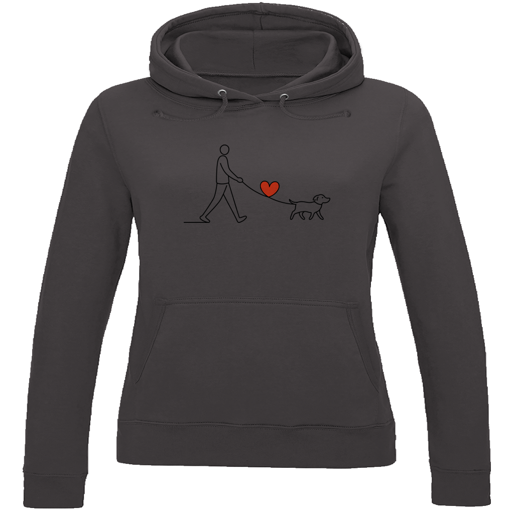 Damen Hoodie Hundespaziergang mit Herz und Leine