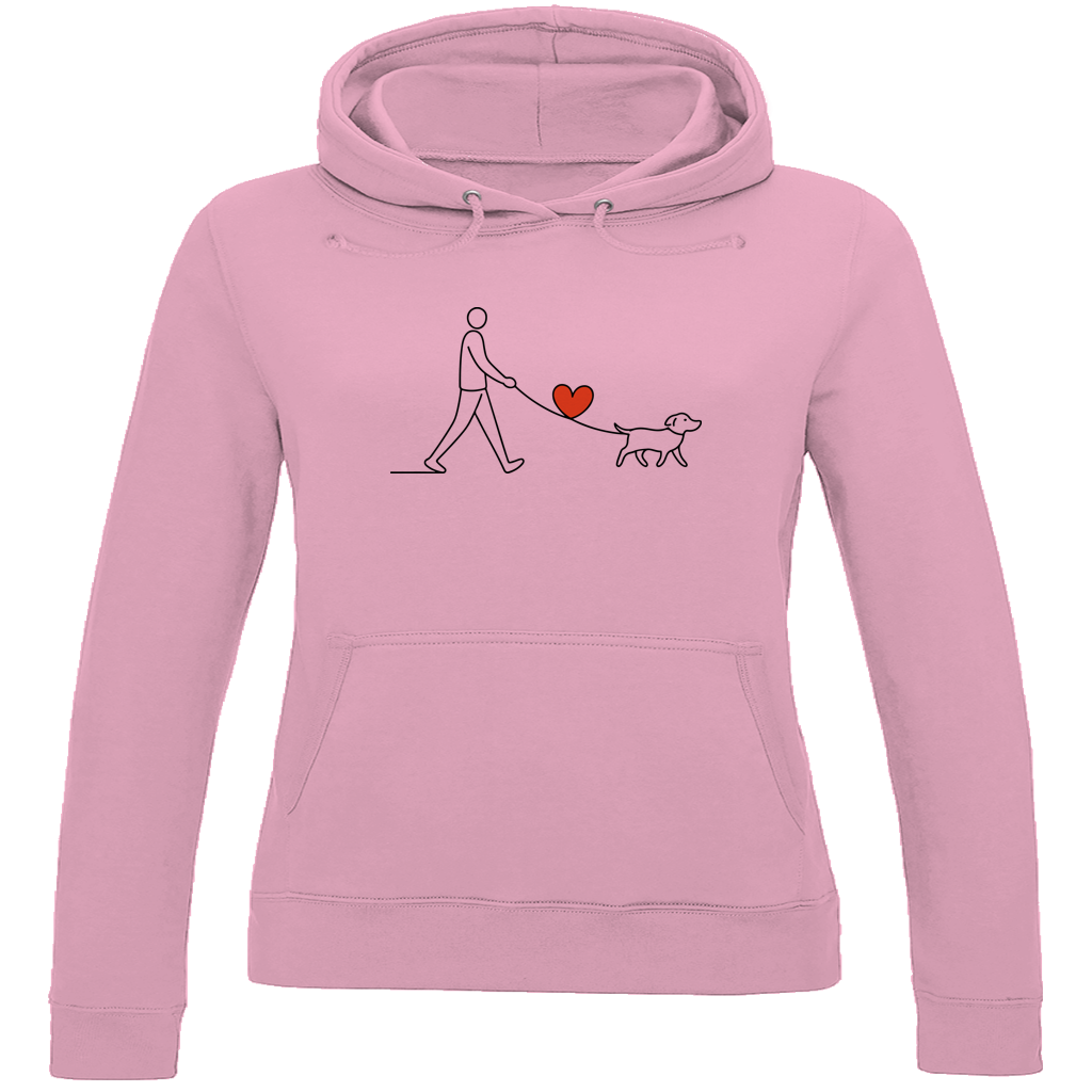 Damen Hoodie Hundespaziergang mit Herz und Leine