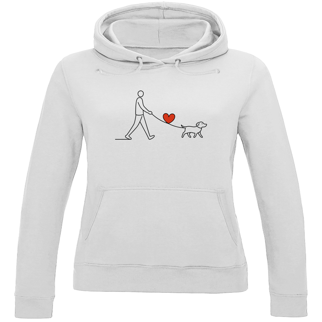 Damen Hoodie Hundespaziergang mit Herz und Leine