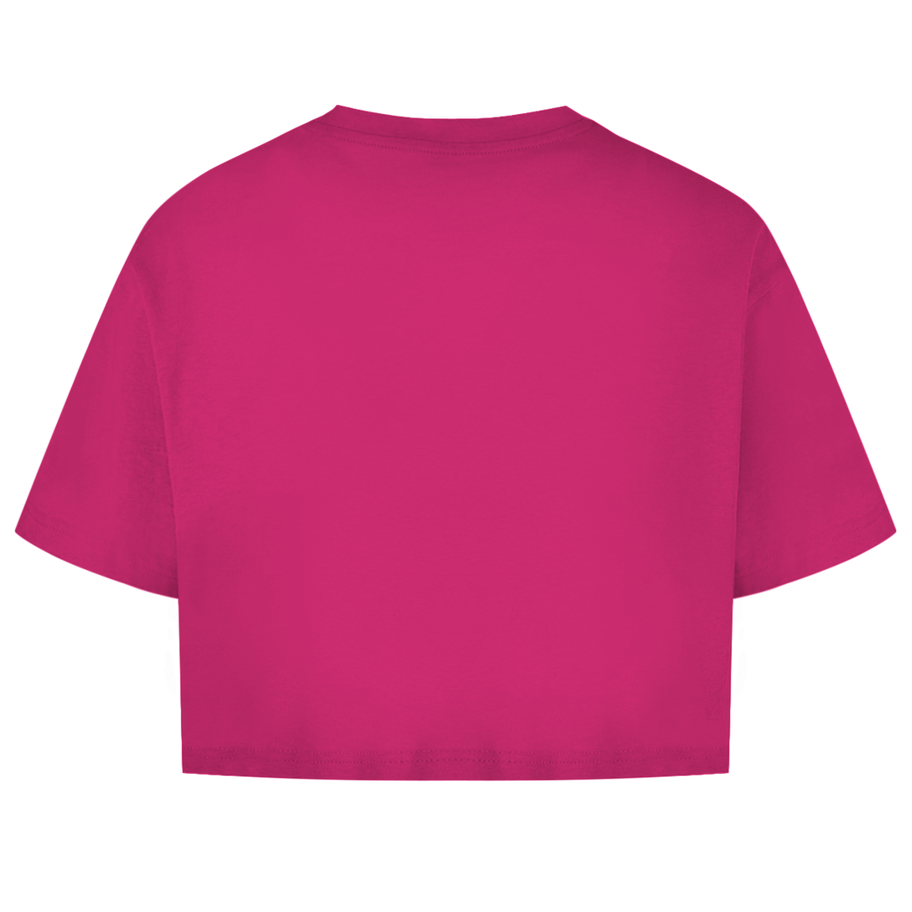 Damen Oversize Crop Top Hundespaziergang mit Herz und Leine