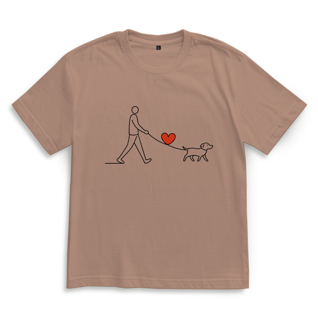 Oversize T-Shirt Hundespaziergang mit Herz und Leine