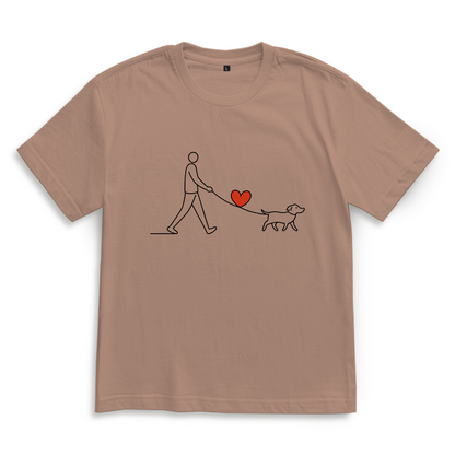 Oversize T-Shirt Hundespaziergang mit Herz und Leine