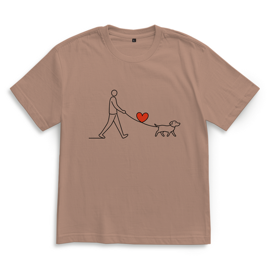 Oversize T-Shirt Hundespaziergang mit Herz und Leine