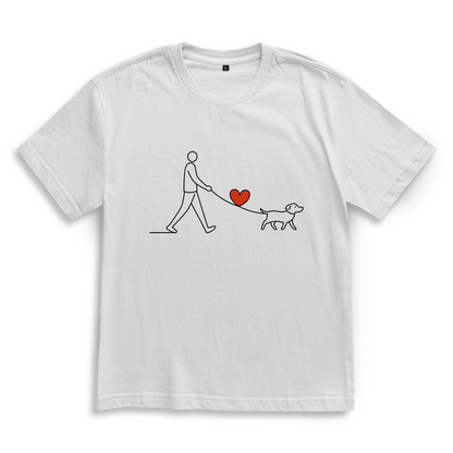 Oversize T-Shirt Hundespaziergang mit Herz und Leine