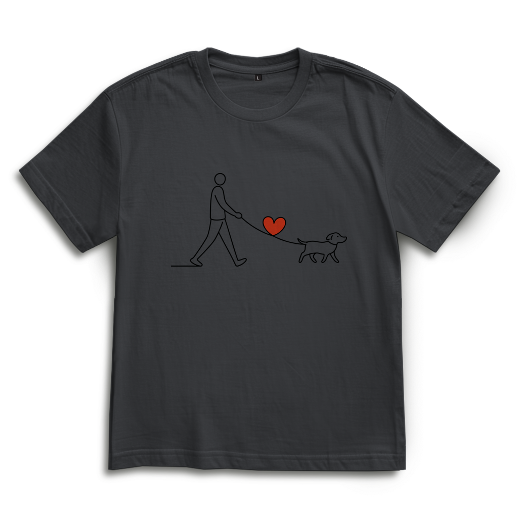Oversize T-Shirt Hundespaziergang mit Herz und Leine